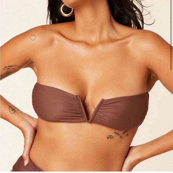 NWT Andie Espresso Brown The Scala Bikini‎ Top Size Medium - Picture 1 of 7